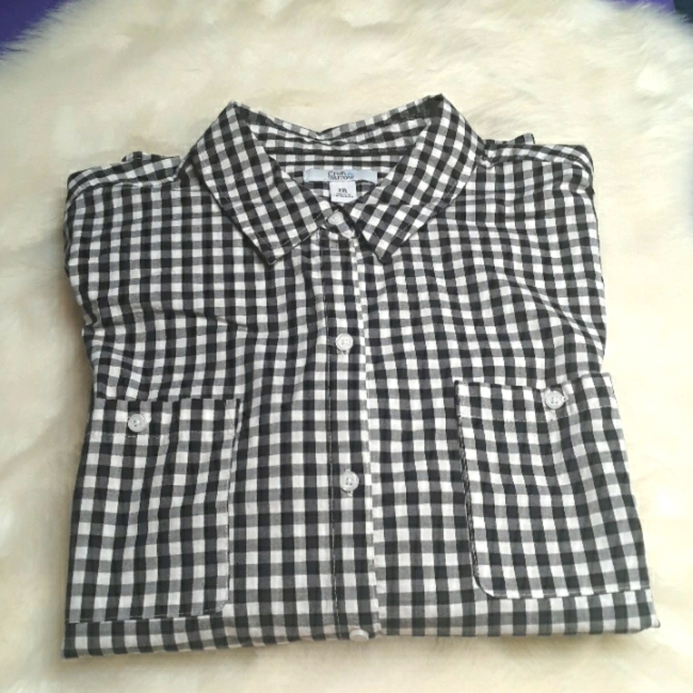 croft & barrow Black and White Gingham Button-Down Shirt